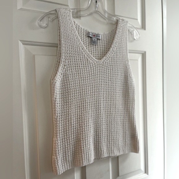 Vintage Real Clothes Sleeveless V-Neck White Cotton Knit Tank Top - Picture 3 of 11